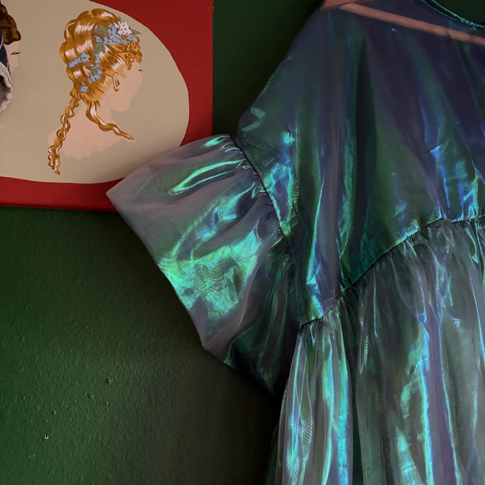 Nettle Studios Mushroom Dress in Electric Lettuce Metallic size OS+ - Picture 9 of 11